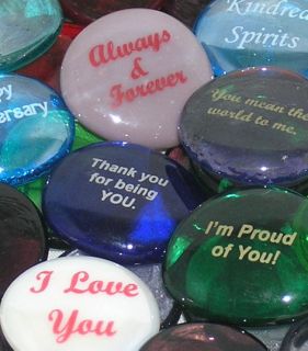 colored glass imprinted love stones sayings i thru n more