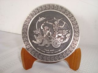 LARGE HAND CRAFTER PEWTER MEDAL / DISC KINGS PEWTER THAILAND 