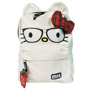 Loungefly Hello Kitty Nerd Bow School Backpack Beige NEW Officially 