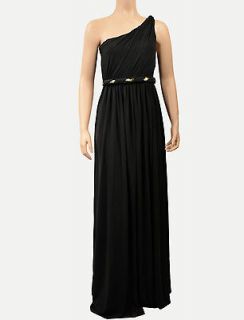 Marchesa Black One Shoulder Formal Dress Evening Gown. Grecian Style 