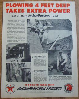 1947 MCCOLL FRONTENAC OIL GAS AD CANADA FARM TRACTOR RED INDIAN SIGN 