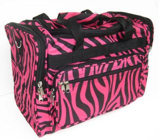 Newly listed 16 PINK ZEBRA DUFFLE BAG LUGGAGE CARRY ON OVERNIGHT M