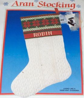 1986 Dimensions Christmas Aran Stocking Needlepoint Kit NIP 16
