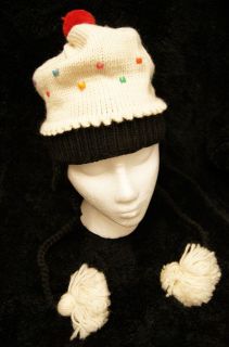 CUPCAKE HAT knit beanie toque cup cake vanilla bean costume ADULT 