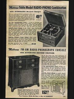 1948 AD Melrose Table Model Record Player Phonograph Radio Console 
