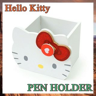 Hello Kitty Wood Pen Holder Desk Accessory Pencil Case Stationery 