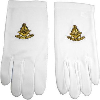 mason past master emblem embroidered mens ritual gloves