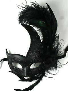 black feather masquerade ball party mask 6131 