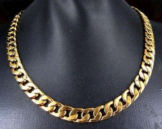 Awesome 13mm Extra Wide 22K Yellow Gold GP Chain 24 Necklace
