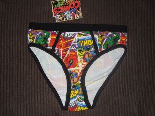 BNWT MARVEL COMICS MENS CHARACTER BRIEFS IN ALL OVER COMIC PRINT XS, S 