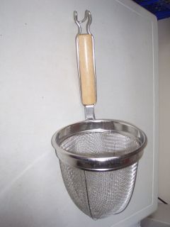  Chinese Wonton Noodle Skimmer with Mesh Basket Wooden Hooked Handle