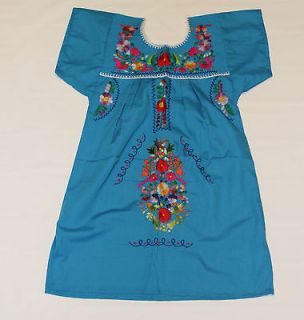   Assorted Colors Peasant Embroidered Mexican Dress Sizes 1   10 years