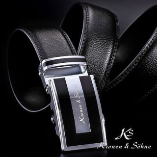   Mens Dress Genuine Leather Belt With Auto Lock Stainless Steel Buckle