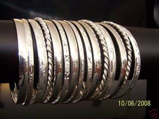 15 Mexican Silver Spectacular Biggest Sparklin Bangles /Petite Size 2 