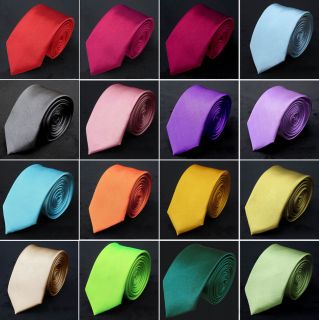   Quality Italian Satin Solid Color Wide Normal Standard Tie UK Stock