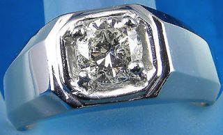 11 CT Genuine Diamond Solitaire Mens Ring   14KT White Gold
