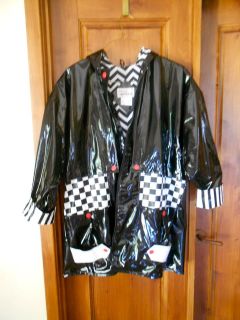 Vintage 80s Kenn Sporn Wippette Black Vinyl Lined Raincoat Coat Jacket 