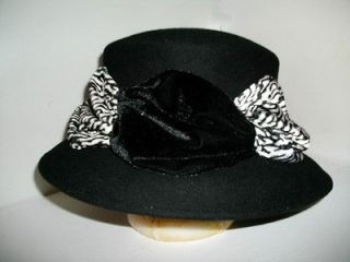 NEW LADIES SOMETHING SPECIAL CLASSIC BLACK WOOL DRESS CHURCH HAT SIZE 