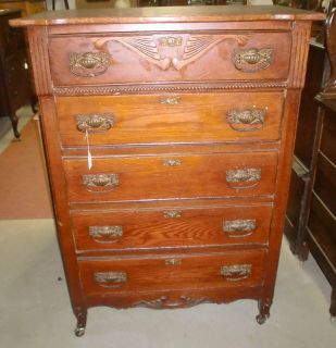 antique old finish oak highboy chest of drawers time left