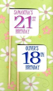   BIRTHDAY CUP CAKE FLAG 18th 21st 30th 40th 50th 60th Pick Topper