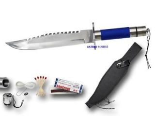 14 Blue Survival Kit Knife RAMBO Hunting Fish Camping Emergency 