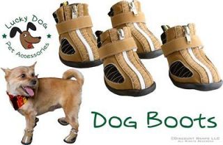   TAN DELUXE QUALITY LUCKY DOG SHOES BOOTS RUBBER SOLES (PET SHOE M 3