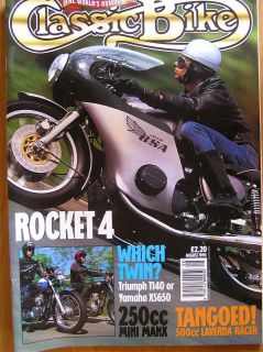 Classic Bike Magazine Aug 1995 BSA Rocket 4,250cc Mini Manx,500cc 