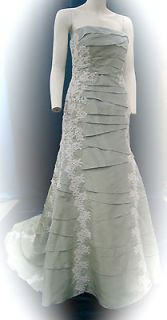 Mon Cheri Bridal Sage Green Blue Opalescent Wedding Dress Debutante 