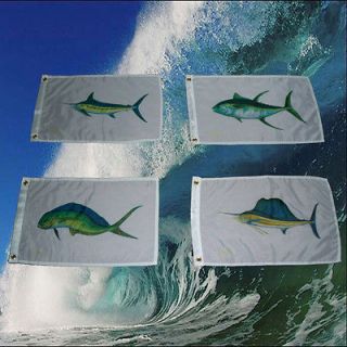 SET OF FOUR FLAGS   BIG GAME FISHING BRAGGING/CATCH OR IN BUSINESS 
