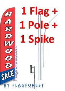 one) 15 HARDWOOD SALE SWOOPER #3 FEATHER FLAG KIT with pole+spike