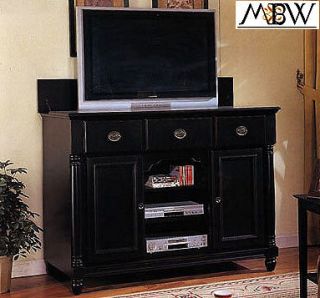 ebony black plasma tv dvd vcr media cabinet w lift