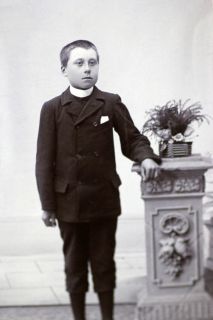 antique european cdv photo young boy in knickers suit