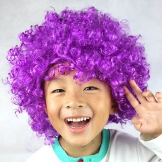   Party Rainbow Afro Clown Child Adult Cosplay Wig Hair Purple