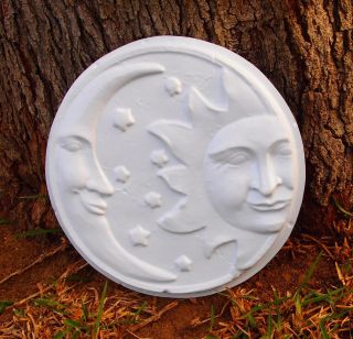 New Sun Moon Wall Plaque Mold Plastic Plaster Cement Concrete Garden 