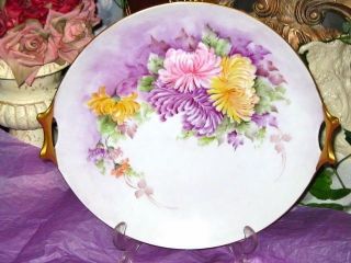 HUTCHENREUTHER LHS Selb BAVARIA Signed HAND PAINTED MUMS Charger