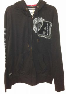   Black Zip Up Hoodie AKDMKS Sweater Zipper L XL 3XL Patch $64 NWT