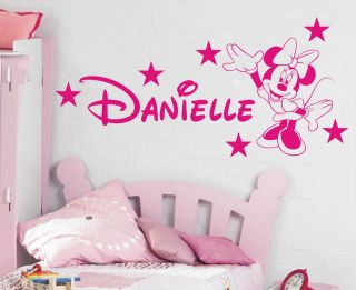minnie mouse personalised girls bedroom wall sticker kit loads of 
