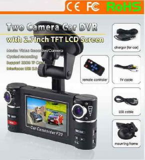 Dual Camera H.264 Two Channels Car Video Audio Recorder DVR Motion 