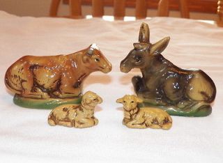 Vintage Paper Mache Nativity Animal Figures  Cow Donkey & Sheep 