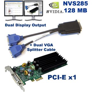 NVida NVS285 PCI E x1 Low Profile 128MB Dual Head Video Card+VGA 