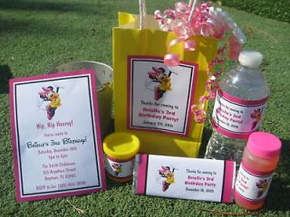 Minnie Mouse Birthday PDF CD w/ Invitation Favor Water Candy Gum 