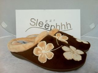 New Memory Foam Furry Slippers Brown Rubber Non Slip Sole For Outside 