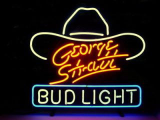 NEW GEORGE STRAIT BUD LIGHT BEER REAL NEON BAR PUB SIGN