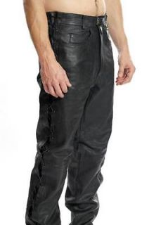 Mens Split Cowhide Leather Side Lace Pants   7514   Size XXL