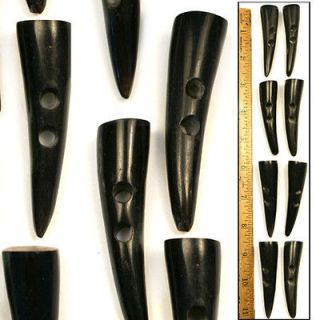 XL 2 1/2 Natural Carved BLACK Water Buffalo Horn SPIKE Toggle Sewing 