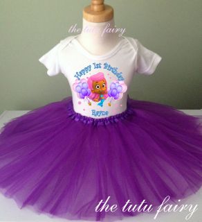 Molly Bubble guppy guppies birthday shirt & purple tutu outfit name 