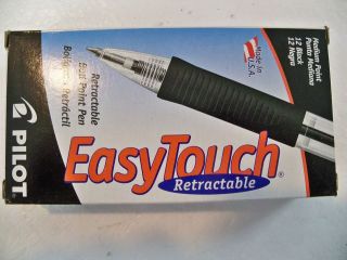 12 PILOT 32220 EASY TOUCH MED BALL POINT BLACK INK RETRACTABLE PEN 1ST 
