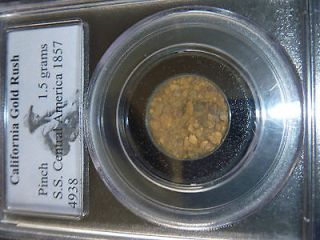   CENTRAL AMERICA 1857 SHIP of GOLD 1.5grams Pinch Gold
