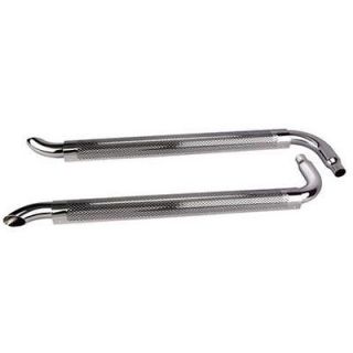 New Chrome 70 Side Exhaust Pipes w/ Mufflers, 2 1/4 ID Inlet, 3 OD 