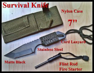 FULL TANG Fire Starter Flint Survival Camping w/ pouch Knife